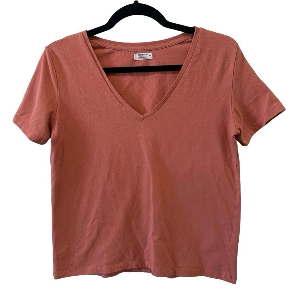 Ardene Basic Copper Red V-Neck T-Shirt Size Medium - Picture 1 of 5